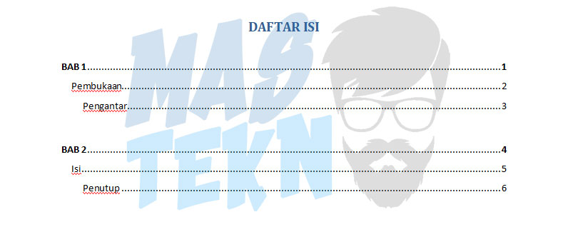 cara membuat daftar isi otomatis 3
