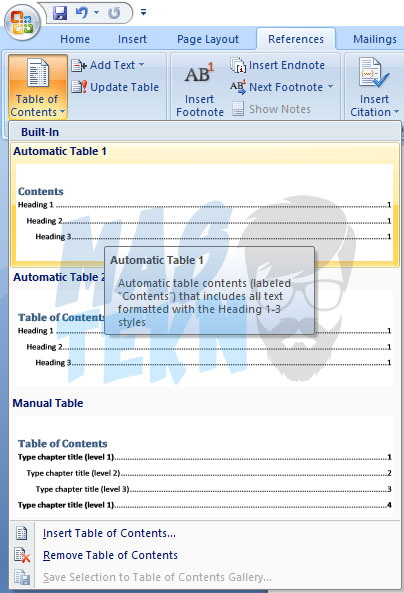 cara membuat daftar isi otomatis 5