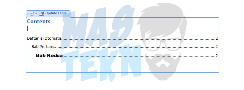 cara membuat daftar isi otomatis 6