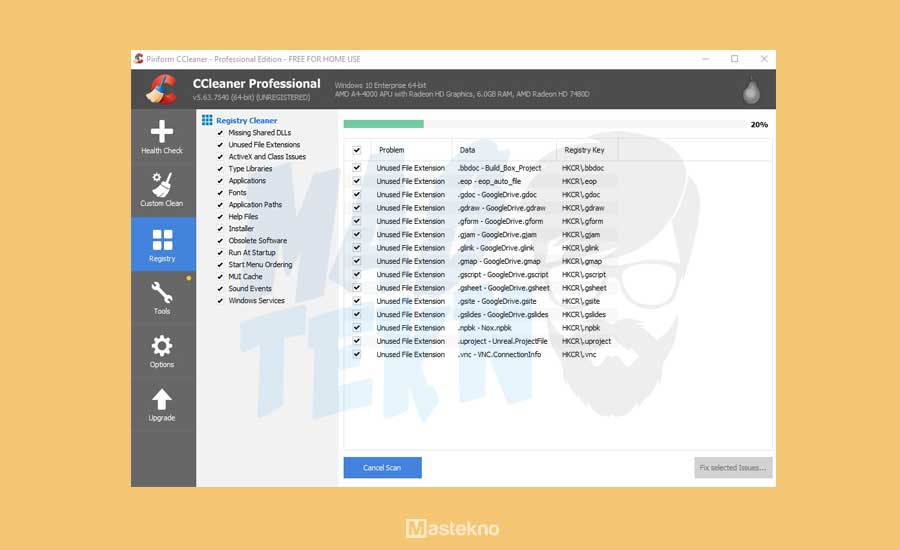 menghapus registry ccleaner