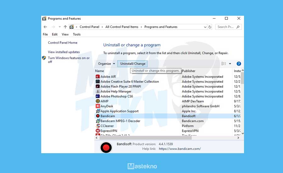 hapus aplikasi di pc laptop