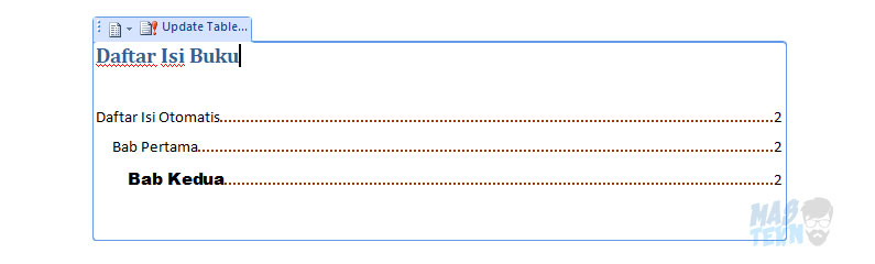 update daftar isi otomatis 1