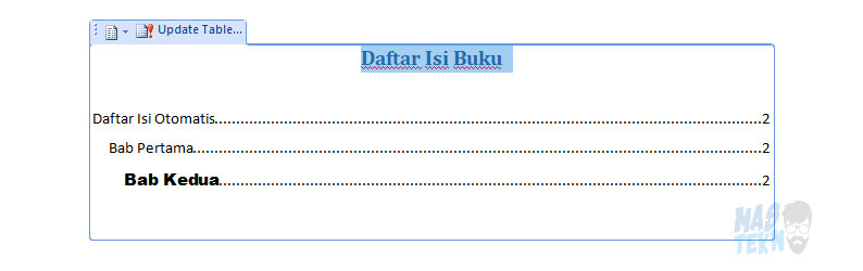 update daftar isi otomatis 2