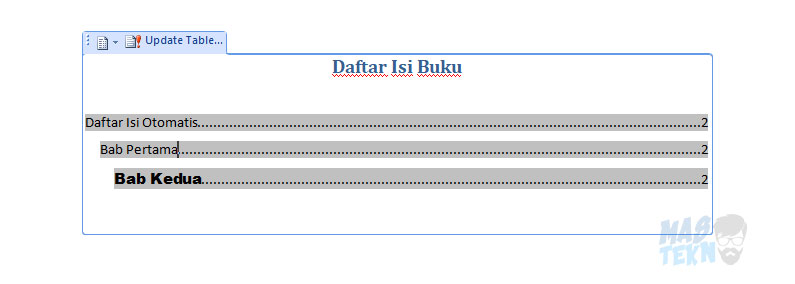 update daftar isi otomatis 3